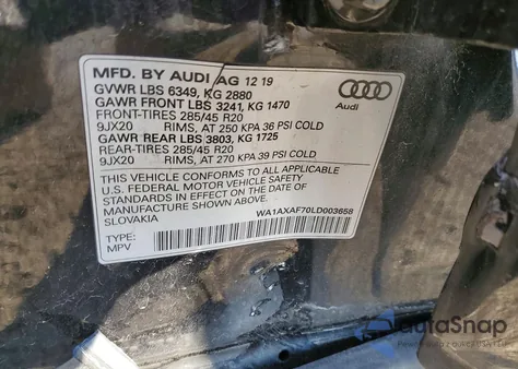 2020 Audi Q7 Premium z USA, uszkodzony, nr VIN WA1AXAF70LD003658